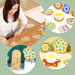 6 шт. 6 стиля: сердце/шестиугольник/плоский круг/овал/цветок/квадрат бамбуковая пластина для украшений DJEW-GA0001-59