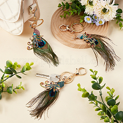 3 шт. 3 цвета павлинья эмаль стиль сплава горный хрусталь подвеска брелок&nbsp;KEYC-OC0001-38