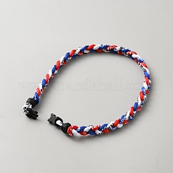 Blau rot weiß geflochtene Polyesterschnur Baseball Sport Chokerhalsketten&nbsp;NJEW-WH0036-004