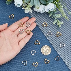 304ステンレススチール製リンキングリング16個  ハート  ゴールデン·ステンレス鋼色  13x15x2.5mm  穴：5mm&nbsp;STAS-UN0025-93