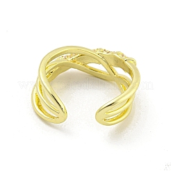 Открытые манжеты с крестообразным латунным микропаве и прозрачным фианитом RJEW-G309-40G