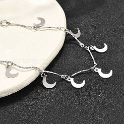 Браслеты с подвесками в виде луны из нержавеющей стали 304&nbsp;BJEW-R021-01P