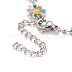 Gänseblümchen-Gliederkette aus Emaille&nbsp;NJEW-P220-01P-04