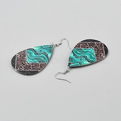 Серьги-капли из искусственной кожи&nbsp;EJEW-WH0817-001B