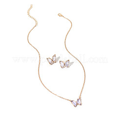 Schmetterling Acryl Strass mit Eisen Anhänger Halsketten & Ohrstecker Sets für Frauen&nbsp;WGFFCAF-05