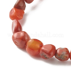 Bracciale elasticizzato con perline di diaspro rosso naturale per bambini&nbsp;BJEW-JB07031-08