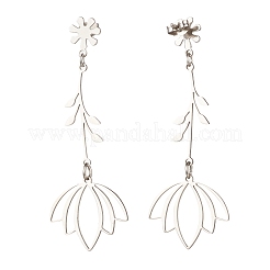Boucles d'oreilles longues pendantes en forme de fleur en acier inoxydable 304 anti-ternissement pour femmes&nbsp;EJEW-JE05006