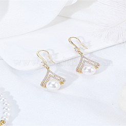 1 пара серег-подвесок из латуни с прозрачным кубическим цирконием&nbsp;EJEW-LP0007-071