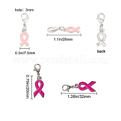Октябрь рак груди розовая лента осведомленности сплав эмаль подвески ENAM-SC0001-69