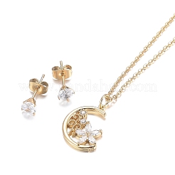 304 Edelstahl-Strass-Schmucksets&nbsp;SJEW-H301-12G