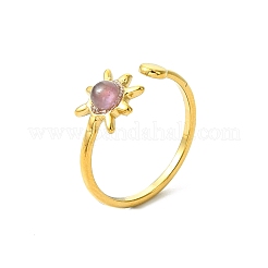Offene Manschettenringe aus Edelstahl 304 mit Edelstein-Sonne für Damen&nbsp;RJEW-JR01064