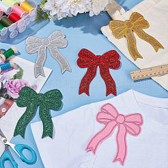 10 Stück 5 Farben Bowknot computergesteuerte Stickerei Stoff selbstklebende Patches&nbsp;PATC-WR0001-10
