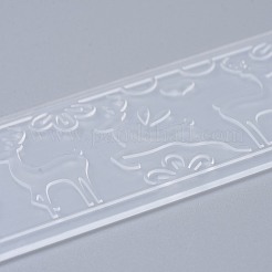 プラスチックエンボスフォルダー  凹凸エンボスステンシル  手工芸品の写真アルバムの装飾のため  鹿  30x150x2.5mm&nbsp;DIY-P007-D03