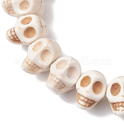 Halloween-Stretcharmbänder mit Totenkopf-Perlen aus synthetischem Magnesit für Frauen&nbsp;BJEW-JB10521