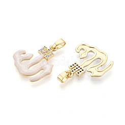 Латунные микропроволочные кубические циркониевые подвески из эмали&nbsp;KK-L231-06G-02