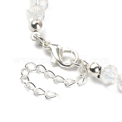 Bracciale a maglie con perline di vetro a forma di fiore con fermagli in lega da donna&nbsp;BJEW-TA00310-02