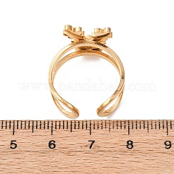 女性用エナメルカフリング付き304ステンレススチール  ゴールドカラー  鹿  16x13mm  調整可能&nbsp;LS-RJEW-Z116-01G-04