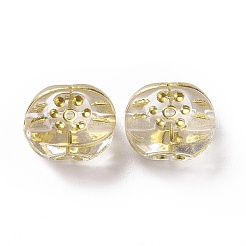 メッキアクリルビーズ  ゴールドライン入り  花の長方形  透明  11.5x9.5x9mm  穴：1.6mm  約700個/500g&nbsp;OACR-E014-08