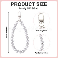 5шт. пластиковая круглая подвеска из бусин&nbsp;HJEW-TAC0059