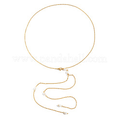 Y-förmige Lariat-Halsketten aus Edelstahl 304 und natürlichen Süßwasserperlen mit Quaste für Damen&nbsp;OF8673