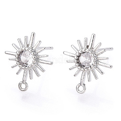 Серьги-гвоздики с микропрозрачным кубическим цирконием из латуни&nbsp;KK-R132-064P