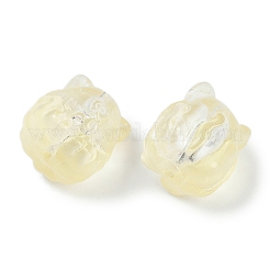 透明スプレーペイントガラスビーズ  キツネ  淡いチソウ  15x14x13.5mm  穴：1.2mm&nbsp;GLAA-H035-01G