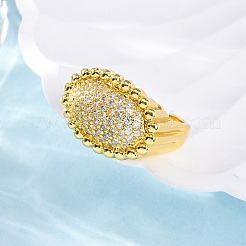 Латунные кольца-манжеты с микропаве и прозрачным цирконием для женщин&nbsp;RJEW-Q009-02G