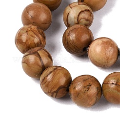 Stränge aus natürlichen Jaspis-/Holzspitzenperlen und Steinen&nbsp;G-Q601-13A-04