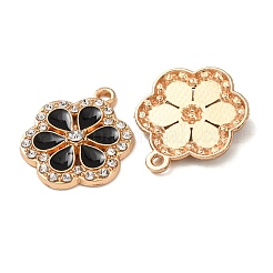 合金エナメルチャーム  ラインストーン付き  花のチャーム  ゴールドカラー  20.5x16.5x3mm  穴：1.5mm&nbsp;FIND-K030-17C-G
