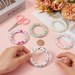 7шт. 7-х цветные силиконовые бусины с принтом SIL-SC0001-86B