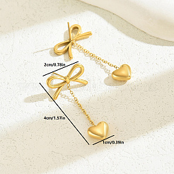 Стильные серьги-гвоздики в форме бабочки из нержавеющей стали 201 с кисточкой в форме сердца&nbsp;XV0510-1