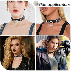 Chokerhalsketten aus PU-Leder mit Schlangenhautmuster und Legierungsringen für Damen&nbsp;NJEW-WH20007-08