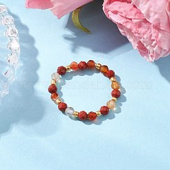 Кольца-растяжки из натуральных драгоценных камней RJEW-JR00866