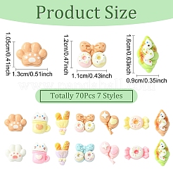 70шт 7 стиля непрозрачные кабошоны из смолы&nbsp;RESI-YW0006-13