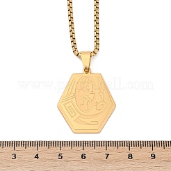 201 кулон из нержавеющей стали с шестигранной подвеской в стиле коренных американцев&nbsp;LS-NJEW-K283-02G