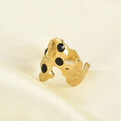 Unregelmäßige 304 Edelstahl Emaille weit geöffnete Manschettenringe für Frauen&nbsp;RJEW-G338-12G-02