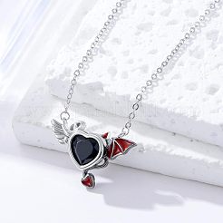 Ожерелья с подвеской в виде сердца дьявола с крыльями из цинкового сплава FS-WGBD937-01