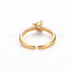 Anelli per polsini in ottone smaltato&nbsp;RJEW-T016-31G-NF