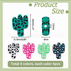 20 шт. 5-х цветные силиконовые бусины-фигурки в виде кактуса SIL-HS0001-05