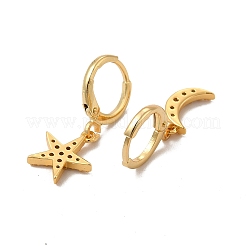 Серьги-кольца из латуни с микропаве из кубического циркония EJEW-P221-15G