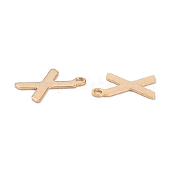 ステンレススチールチャーム201個  アルファベット  18KGP本金メッキ  文字.x  12x8.5x0.6mm  穴：1.2mm&nbsp;STAS-C021-06G-X
