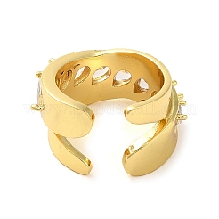 Латунные микро проложить манжеты кольца кубического циркония RJEW-P102-09G