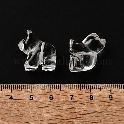 中国の十二支の天然水晶彫刻ビーズ  ロッククリスタル動物ビーズ  犬  19x21x9mm  穴：1mm&nbsp;G-D300-01H