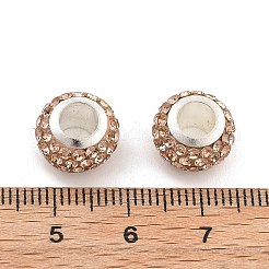 ロンデル ポリマークレイ ヨーロピアンビーズ  大穴ビーズ  ラインストーンと合金コア付き  バリーウッド  11.5x7.5mm  穴：5mm&nbsp;FIND-U001-01C