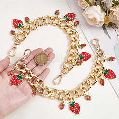 2 pz lega smaltata ciondolo fragola in alluminio borsa catene decorative&nbsp;HJEW-BBC0001-27B