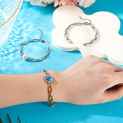 6 stücke 3 stil 304 edelstahl kreuz link kette armband machen&nbsp;AJEW-TA00051