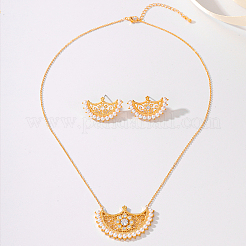 Комплекты из латунных подвесок в форме луны и серег-гвоздиков с микропаве из прозрачных кубических цирконий для женщин WM4804