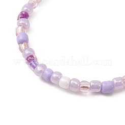 Glassamen- und Evil-Eye-Bunte Malerei-Armband sowie synthetisches Hämatit-Perlen-Stretch-Armband&nbsp;BJEW-JB09436