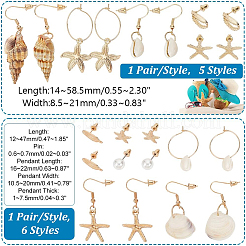 Ohrringe-Sets aus natürlichen Muscheln und Conch-Tropfen&nbsp;EJEW-PH0001-17
