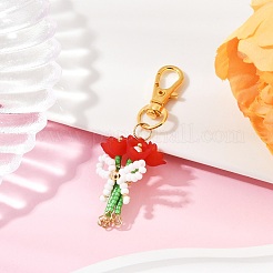 4шт. 4-х цветный букет ручной работы из стеклянных бусин и акриловых подвесок&nbsp;HJEW-MZ00269